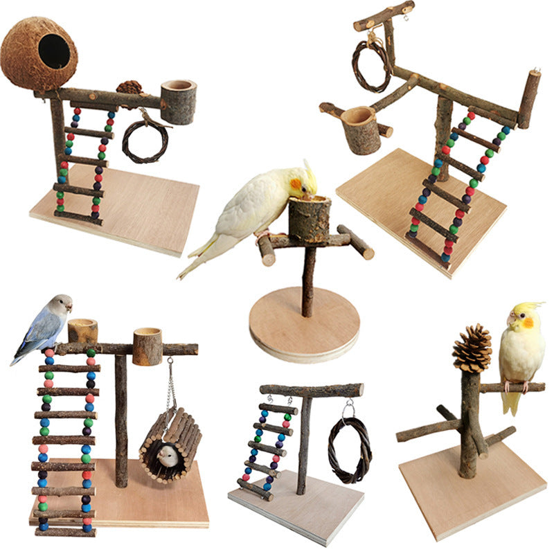 Solid Wooden Parrot Training & Feeding Station