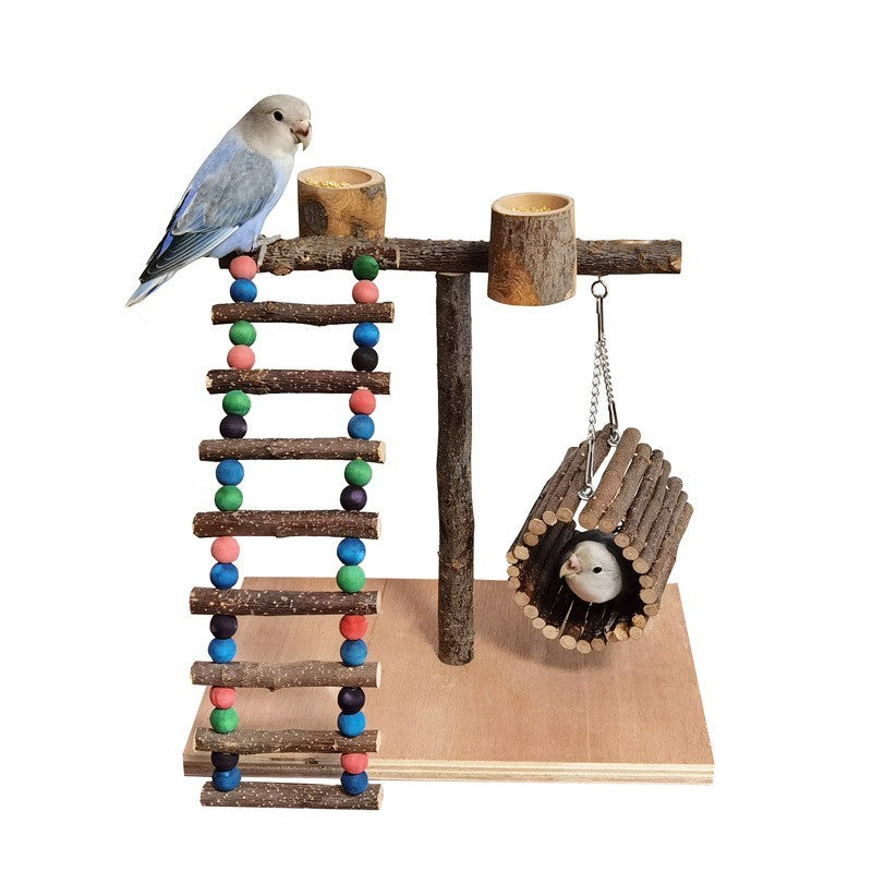 Solid Wooden Parrot Training & Feeding Station